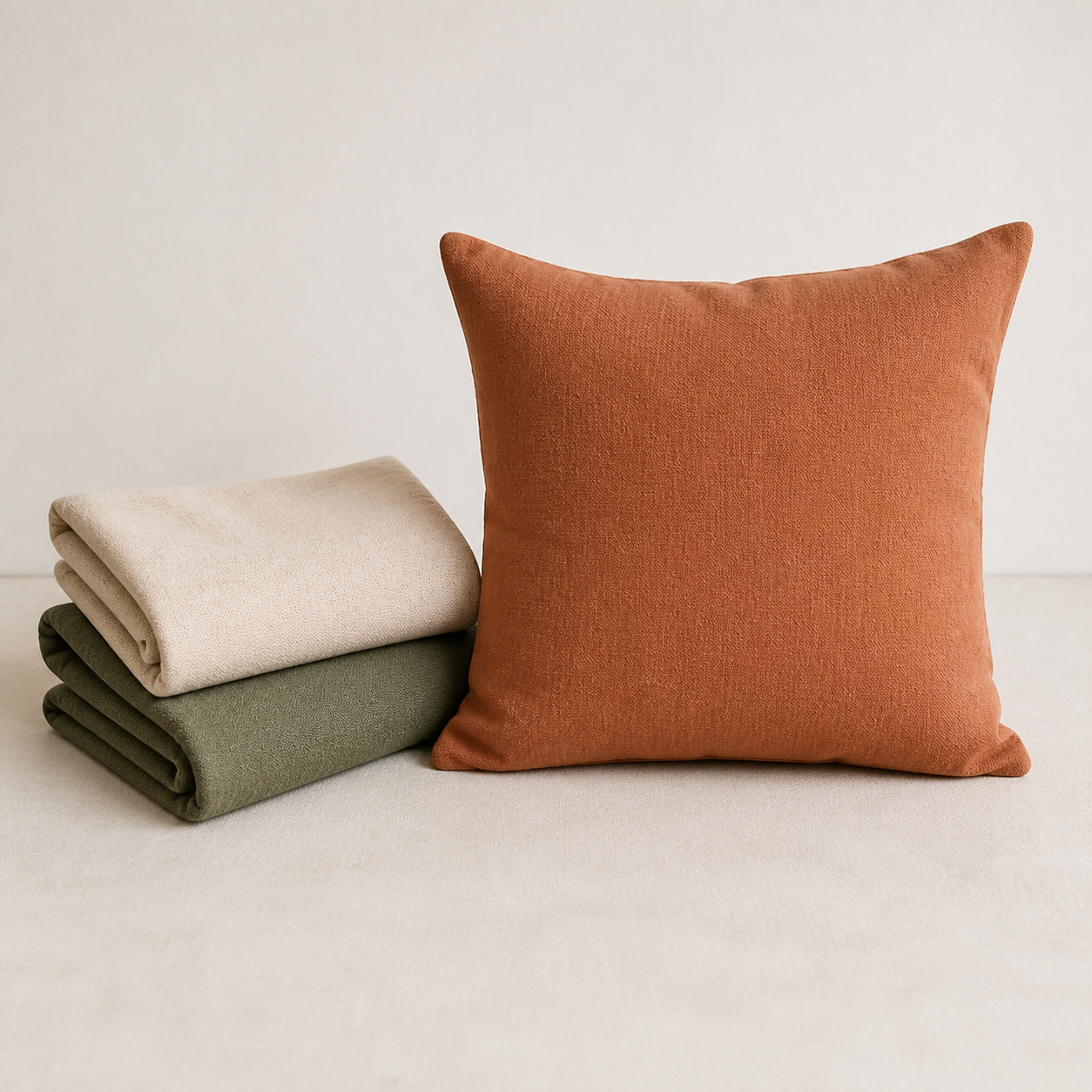 Sarung bantal katun warna netral